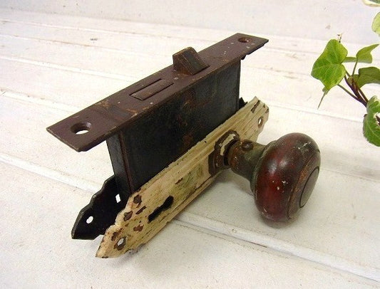 建材・ラッチバックセット・アンティーク・真鍮製ドアノブ・ドアレバー USA