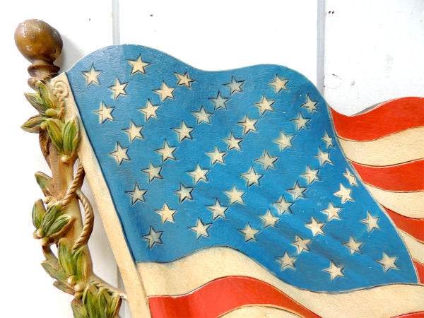 【波打ち・星条旗】1970s~・アメリカンフラッグ・ヴィンテージ・壁掛け式・サイン・看板