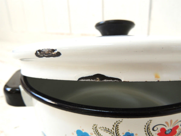 BERGGREN スウェーデン・花・ホーロー鍋・フォークアート・ヴィンテージ・両手鍋