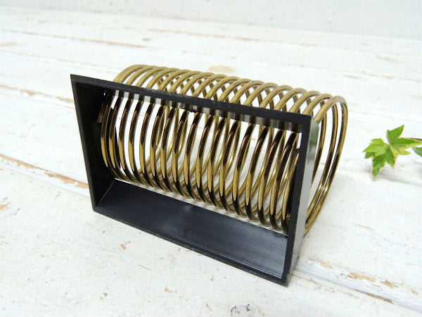 ミッドセンチュリー・コイル型・ゴールドトーン・カードホルダー・レターホルダー・卓上オーガナイザー