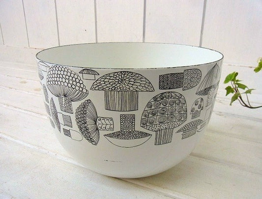 【FINEL/フィネル】フィンランド製・ホーロー製・きのこ柄・ヴィンテージ・ボウル(L)