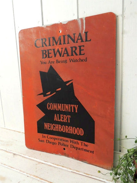 【警察署・ポリス】カリフォルニア・サンディエゴ・ビンテージ・ストリートサイン・看板