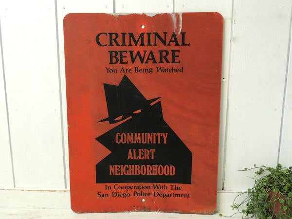 【警察署・ポリス】カリフォルニア・サンディエゴ・ビンテージ・ストリートサイン・看板