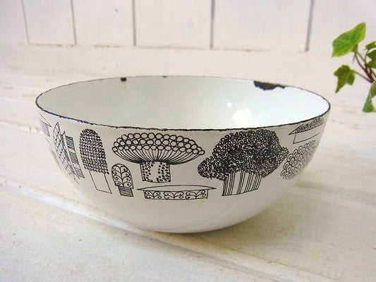 【FINEL/フィネル】フィンランド製・ホーロー製・きのこ柄・ヴィンテージ・ボウル(S)