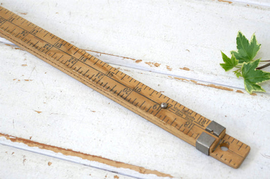 家具屋 アドバタイジング 伸縮式 木製 ヴィンテージ ルーラー ものさし ロングルーラー USA
