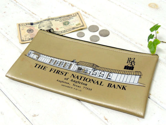 【ファーストナショナルバンク】ゴールド色・ビンテージ・デポジットバッグ/バンクバッグ/ポーチ