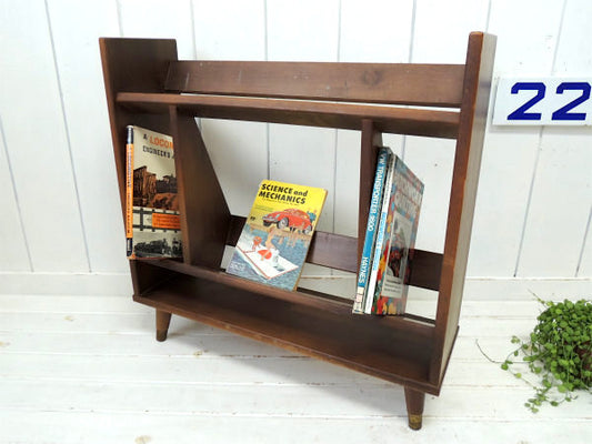 【1960s~1970s・ミッドセンチュリー】USA・脚付き・木製・ビンテージ・ブックシェルフ/本棚