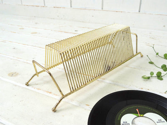 【ミッドセンチュリー・1950-60's】ゴールド・ヴィンテージ・レコードホルダー・USAインテリア