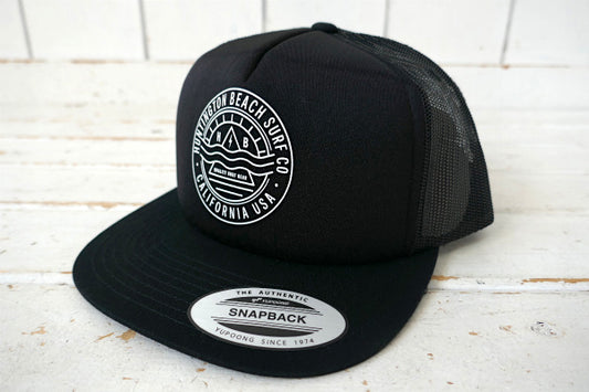 HSS ハンティントンビーチ カリフォルニア サーフィン ブラック キャップ トラッカーハット US