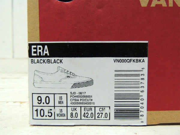 【US・VANS】BLACK/BLACK・バンズ・ERA・スニーカー・メンズ9.0