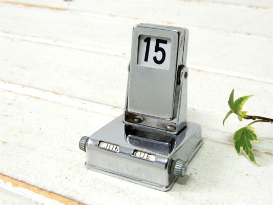 【シルバートーン】回転式・アンティーク・デスクカレンダー・卓上カレンダー ・里帰り品・JAPAN