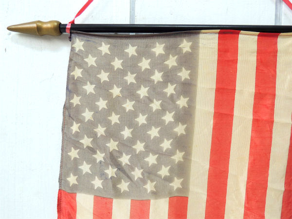 【タペストリー式】木製ポール・50星・ヴィンテージ・星条旗/アメリカンフラッグ/国旗 USA