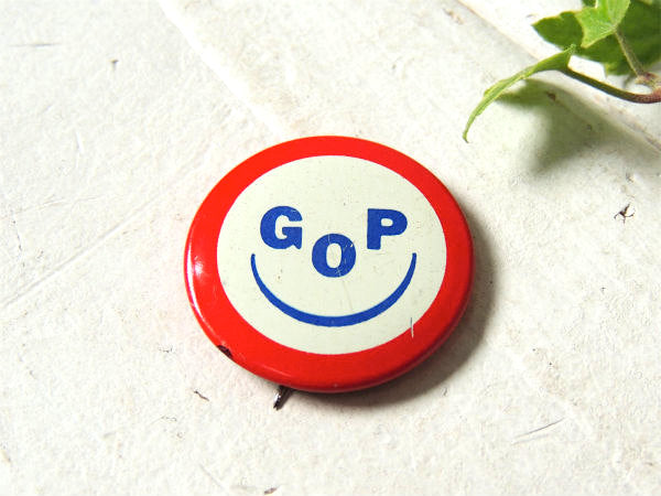【スマイル・smile・笑顔】GOP・1968s・ヴィンテージ・缶バッジ・USA