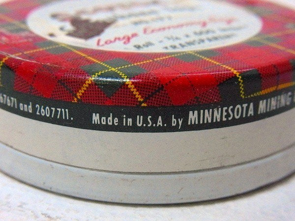 Scotch スコッチ社・赤色 タータンチェック柄・ティン製・ヴィンテージ・テープ缶 USA