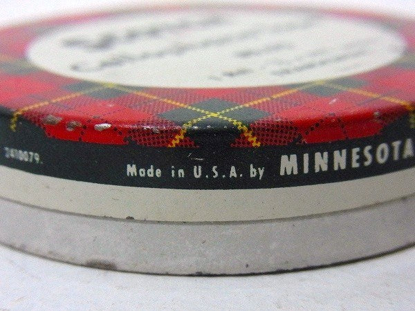 Scotch スコッチ社・赤色タータンチェック柄・小さなヴィンテージ・テープ缶 USA