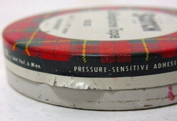 Scotch スコッチ社・赤色タータンチェック柄・小さなヴィンテージ・テープ缶 USA