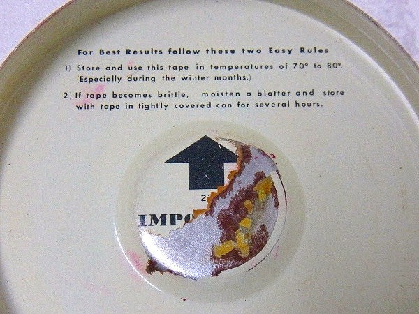 Scotch スコッチ社・赤色タータンチェック柄・小さなヴィンテージ・テープ缶 USA