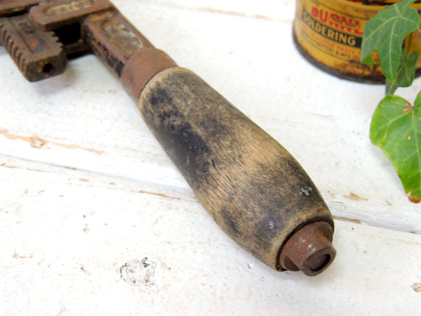 TRIMO PAT 1916 アンティーク ウッドハンドル 工具 パイプレンチ レンチ 大工道具 DIY