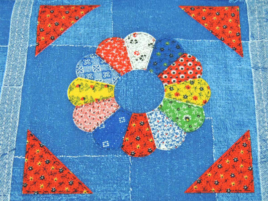 デニム柄×パッチワークキルト柄・デッドストック・ヴィンテージ・ファブリック/生地/テキスタイルUSA