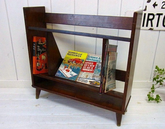 脚付き・木製・ヴィンテージ・ブックシェルフ/本棚 USA