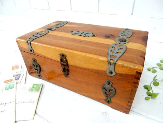 【Mc GRAW,NEW YORK】アンティーク・ウッドボックス/木箱/ジュエリーボックス/USA