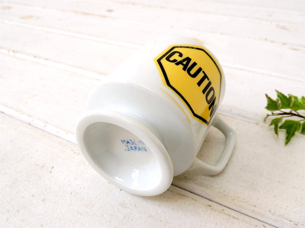 【CAUTION】道路標識デザイン・陶器製・ヴィンテージ・マグカップ/里帰り品