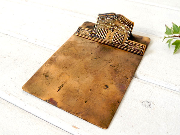 【1856y~ワイヤーカンパニー/アドバタイジング】銅製・アンティーク・バインダー/クリップボード
