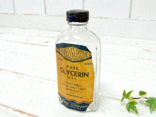 DRAKE CONPANY グリセリン・OLD・薬瓶・アンティークボトル・ガラス瓶・オールドボトル