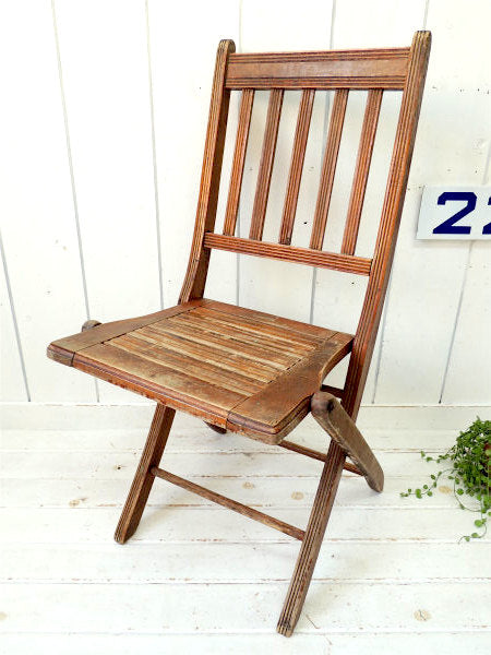 アンティーク 木製 折り畳みイス 椅子 カントリースタイル USA フォールディングチェア アメリカンビンテージ
