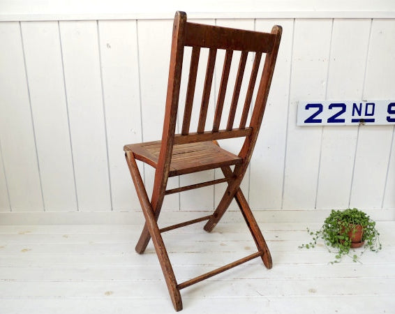 アンティーク 木製 折り畳みイス 椅子 カントリースタイル USA フォールディングチェア アメリカンビンテージ