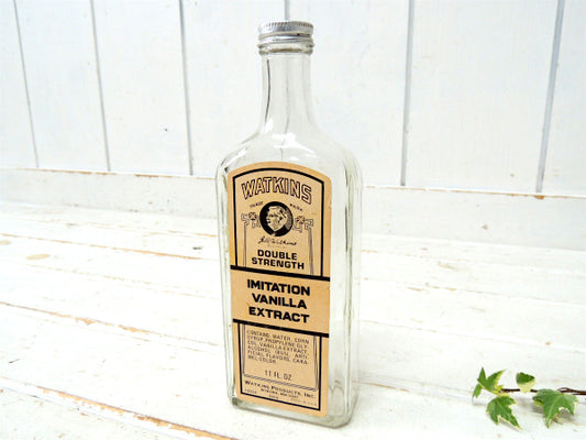 【WATKINS・バニラエッセンス】アンティーク ガラス瓶 オールド ボトル エンボス USA