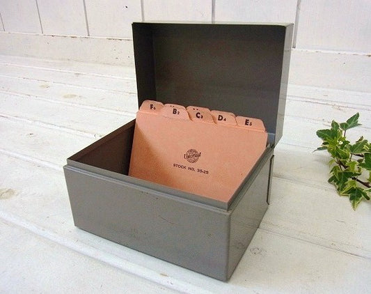 【LIT NING】カード付き・小さなヴィンテージ・ファイルボックス/カードボックス/書類入れ