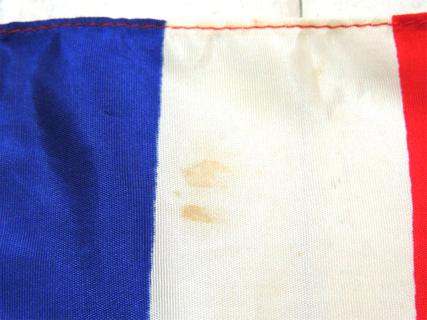 フランス・トリコロール・自由・平等・友愛・ヴィンテージ・国旗・ワイヤーポール付き