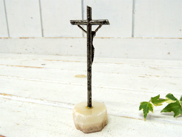 【金属製×大理石】細工・アンティーク・クロス・十字架・キリスト・教会・USA