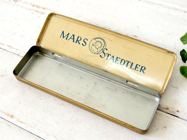 【ドイツ製・MARS・STAEDTLER】ヴィンテージ・ペンシルケース+鉛筆2本付き・TIN缶