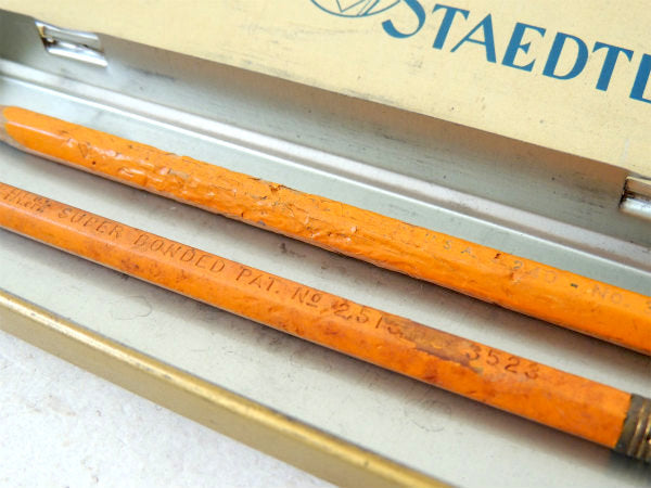 【ドイツ製・MARS・STAEDTLER】ヴィンテージ・ペンシルケース+鉛筆2本付き・TIN缶