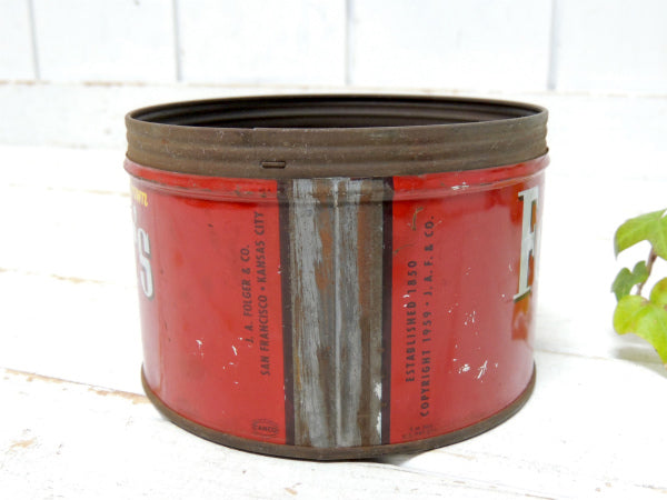 【フォルジャーズ・SF】赤・1959's・ブリキ製・ビンテージ・コーヒー缶・ティン缶・USA
