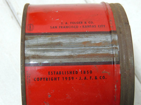 【フォルジャーズ・SF】赤・1959's・ブリキ製・ビンテージ・コーヒー缶・ティン缶・USA