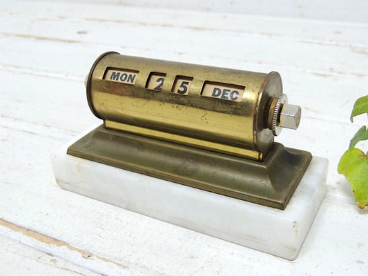 【大理石×真鍮製】ミッドセンチュリー・アンティーク・デスクカレンダー・卓上カレンダー USA