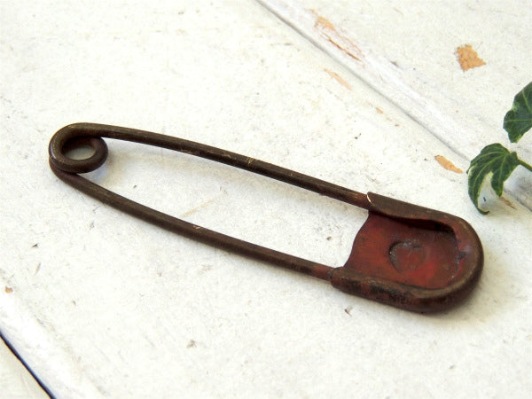 【ハート型】銅製・アンティーク・セーフティーピン/安全ピン/キーリング USA