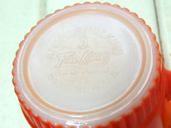 【Fire King】ファイヤーキング・オレンジ色・グラデーション・マグカップ/リブドボトム