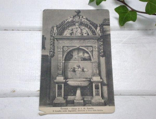 イタリア サンタ・マリア・ノヴェッラ教会・アンティーク・モノクロ絵葉書