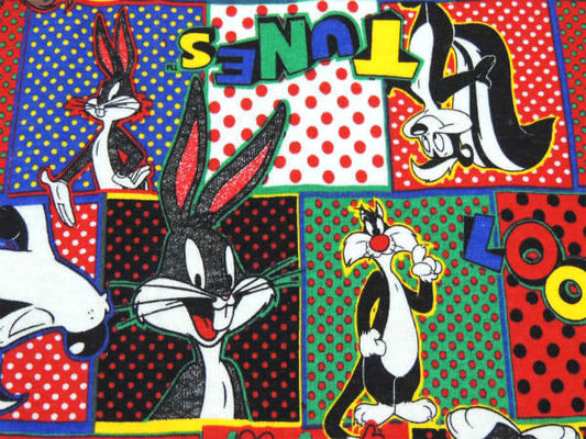 【ルーニーテューンズ】バッグスバニー&シルベスター・コミック柄・ヴィンテージ・ファブリック・生地