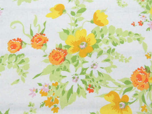 【JCペニー】フラワー柄×リーフ柄・ヴィンテージ・ユーズドシーツ/花柄シーツ(フラットタイプ)