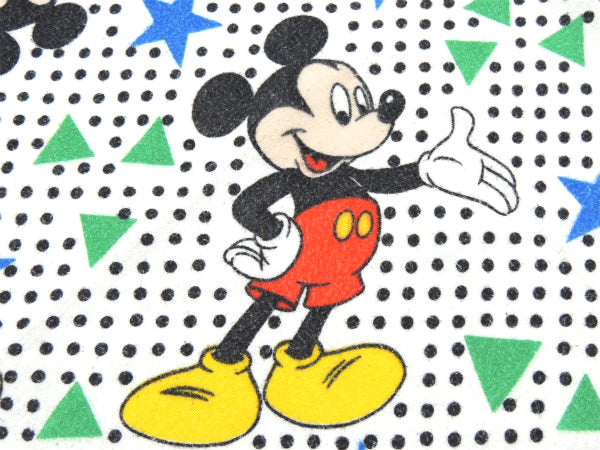【ミッキーマウス】コットン100%・星柄&水玉柄・ヴィンテージ・ユーズドシーツ(フラットタイプ)