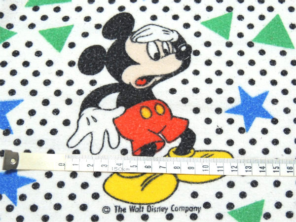【ミッキーマウス】コットン100%・星柄&水玉柄・ヴィンテージ・ユーズドシーツ(フラットタイプ)