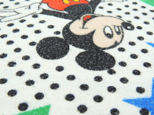 【ミッキーマウス】コットン100%・星柄&水玉柄・ヴィンテージ・ユーズドシーツ(フラットタイプ)