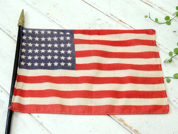 【48★】1912年〜1959年・木製ポール付・アンティーク・星条旗・アメリカンフラッグ・旗・USA