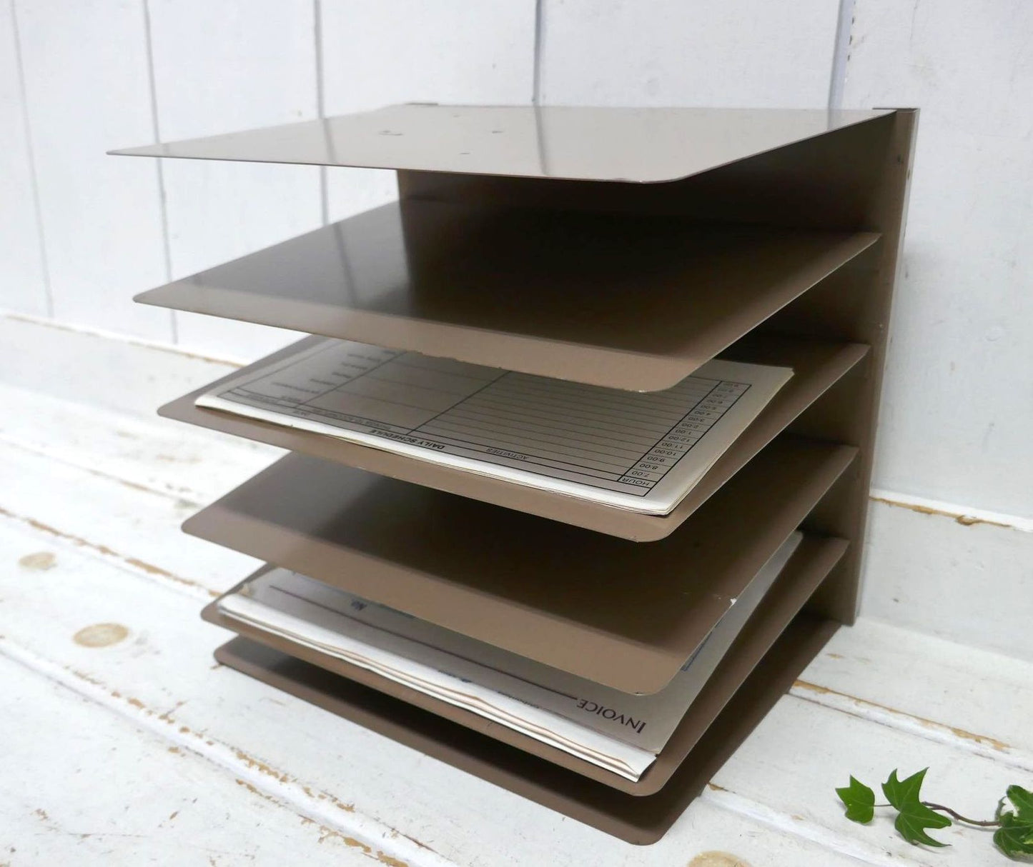 HUNTLIT-NING 工業系 ライトブラウン メタル製 ヴィンテージ 書類スタンド ファイルスタンド ブックスタンド USA