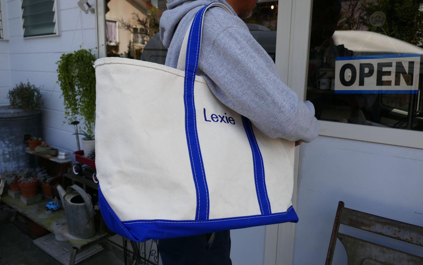 LL Bean エルエルビーン Lexie ブルー ボートアンドトート バッグ トートバッグ オープントップ Lサイズ